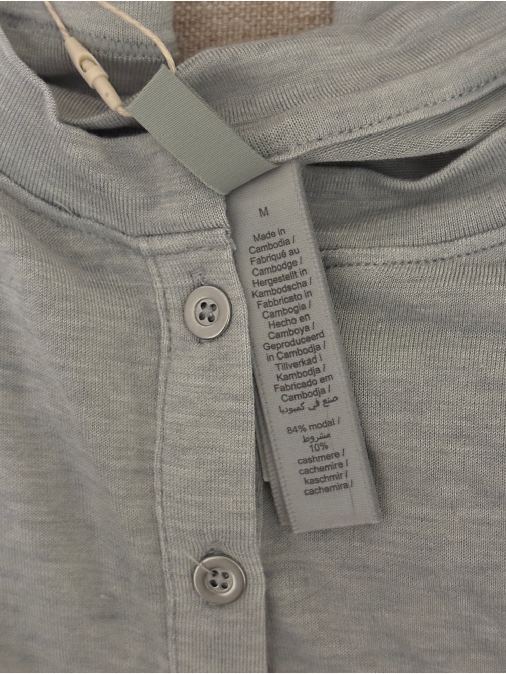 SKIMS Light Blue Long Sleeve Henley Top - Pale Gray - Picture 5 of 5